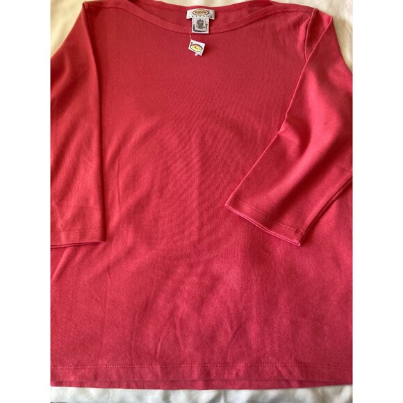 Talbots Vintage Pink Blouse Pullover Top Boat neck 3/4 Sleeves Petite L PL - Picture 3 of 13